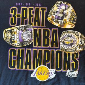 Vintage Y2K Los Angeles Lakers 3-Peat NBA Champions Tee 2000-2002 Reebok XL USA
